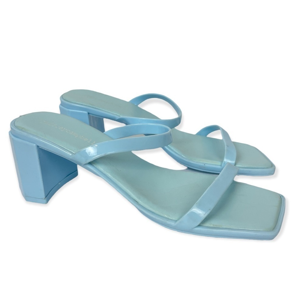 Jeffrey Campbell Jamm 3 jelly Slide Sandals block heel in baby blue square toe